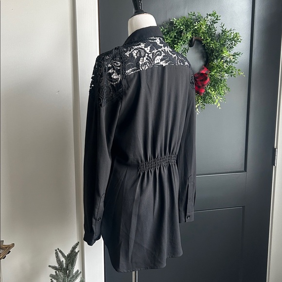 Alberto Makali M long sleeve Elegant Black Lace Shoulder Women's Top - Picture 4 of 8